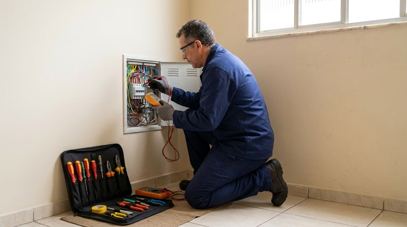 Eletricista atendendo em residência em Vila Velha‑ES